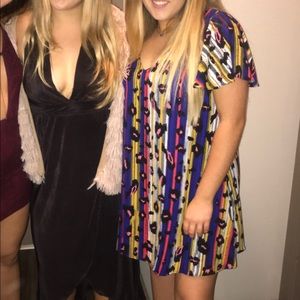 Brightly striped v-neck dress